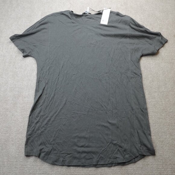 Helmut Lang Shirt Large Gray Curve Hem Cotton Modal Solid Made in USA NEW - Picture 1 of 8